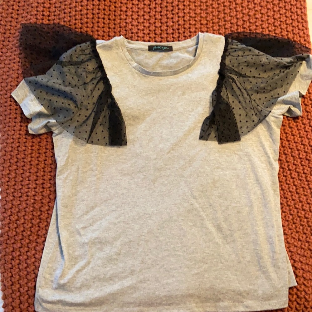 Lace ruffle sleeve tee